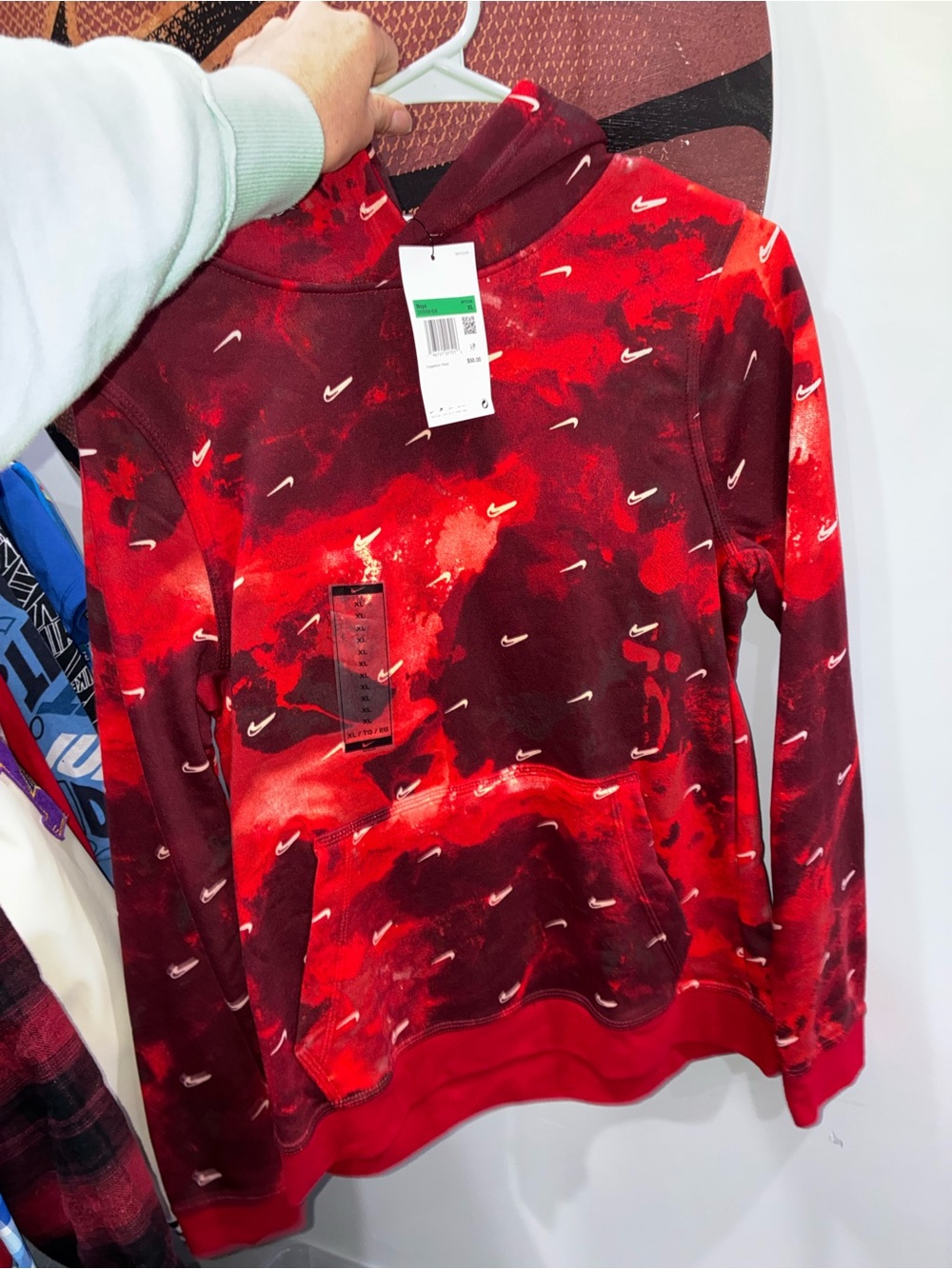 NWT Nike Boys XL Red Tie-Dye Pullover Hoodie